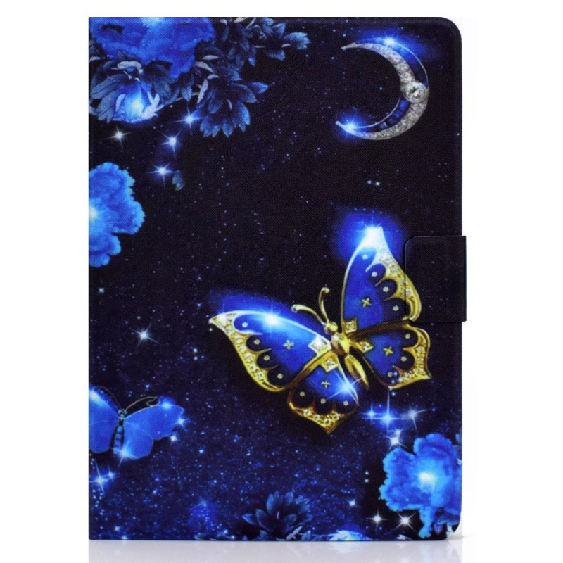 Housse Samsung Galaxy Tab A9 Papillon Bleu et Or