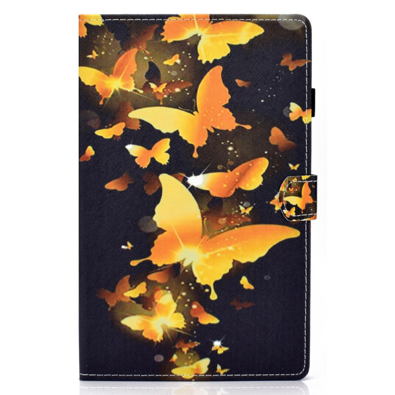 Housse Samsung Galaxy Tab A9 Papillons Dorés en Vol