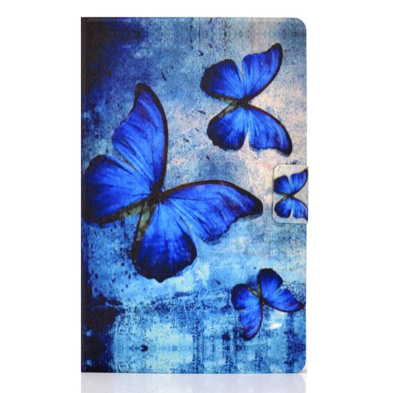 Housse Samsung Galaxy Tab A9 Papillons Bleus Aquarelle