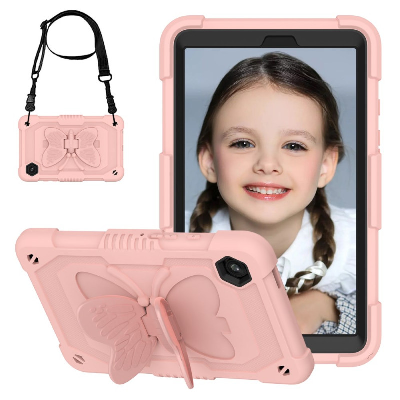 Coque Samsung Galaxy Tab A9 Kid Papillon avec Bandoulière
