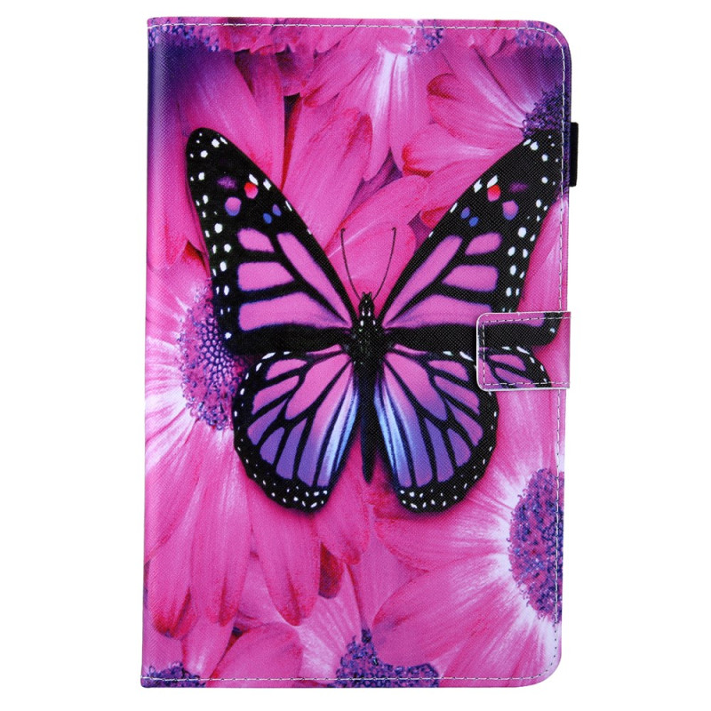 Housse SSamsung Galaxy Tab A11 Plus / A9 Plus Papillon sur Fond Rose