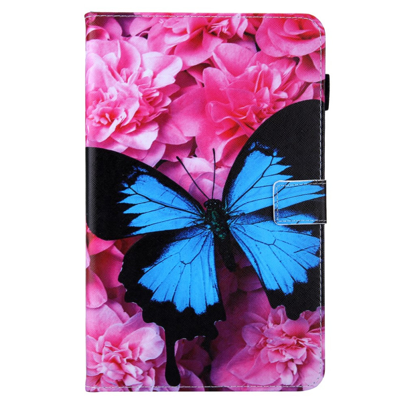 Housse Samsung Galaxy Tab A11 Plus / A9 Plus Fleur Rouge et Papillon bleu