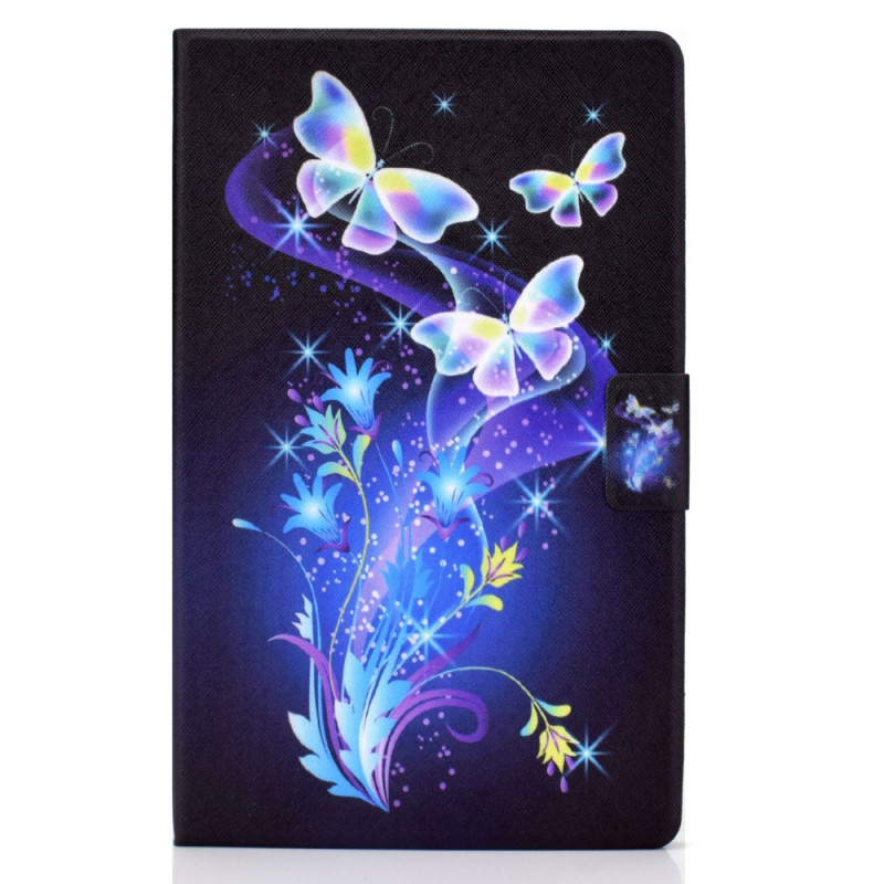 Housse Samsung Galaxy Tab A9 Plus Papillons et Fleurs Style Fluo