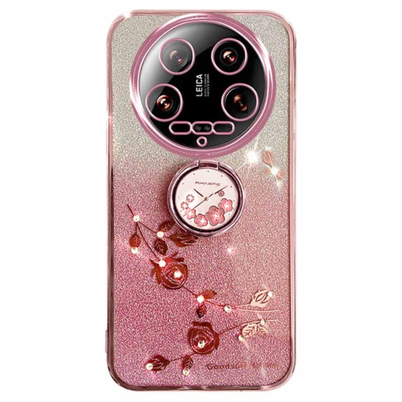 Coque Xiaomi 14 Ultra Paillettes et Fleurs Support KADEM