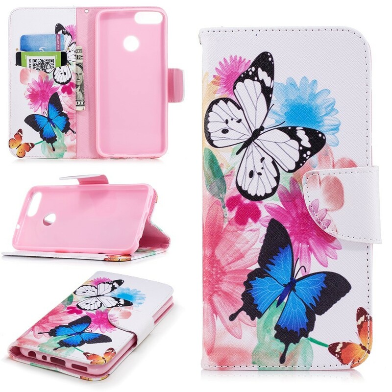 Housse Huawei P Smart Papillons et Fleurs Peints