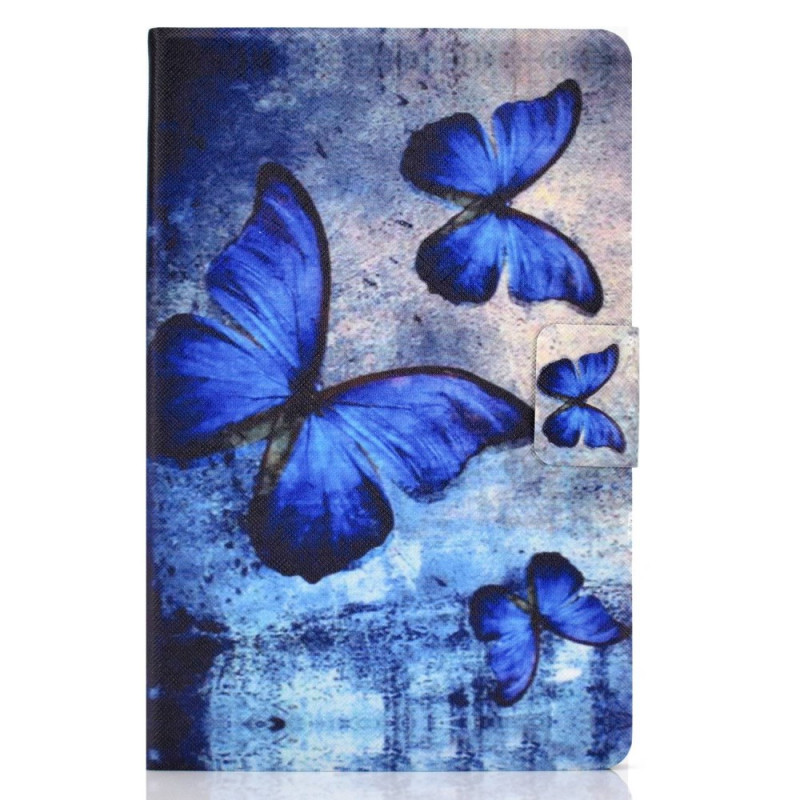 Housse Samsung Galaxy Tab S8 / S7 Papillons Bleus Aquarelle
