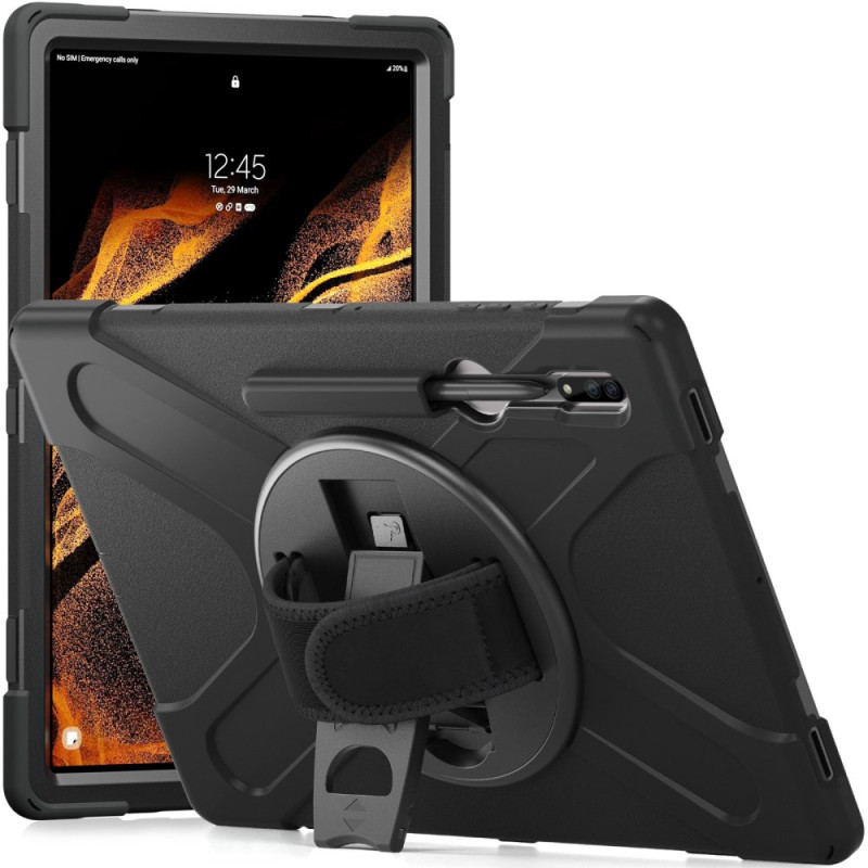 Coque Samsung Galaxy Tab S8 Ultra Sangle Manuelle et Support