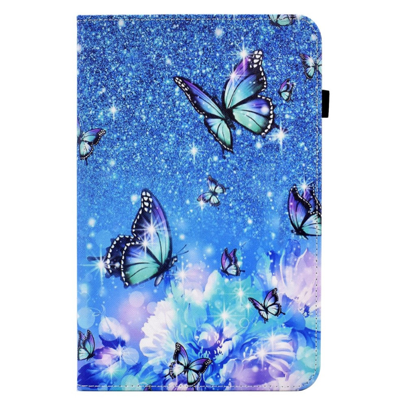 Housse Samsung Galaxy Tab S6 Lite Fleurs et Papillons Bleus