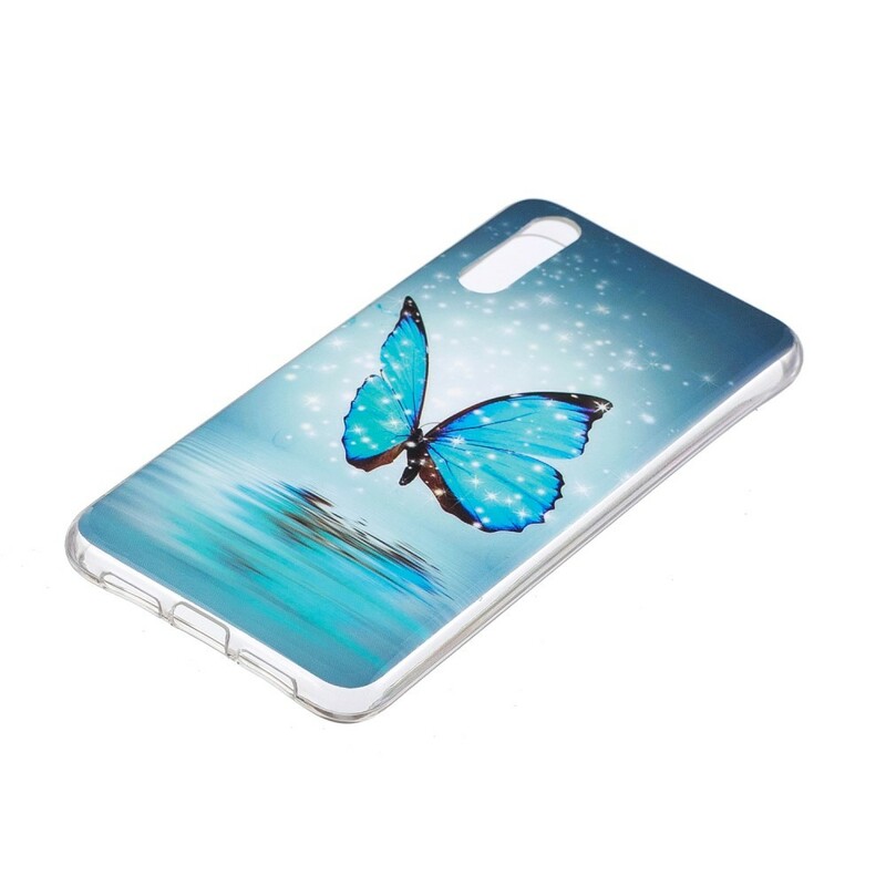 Coque Huawei P20 Papillon Bleu Fluorescente