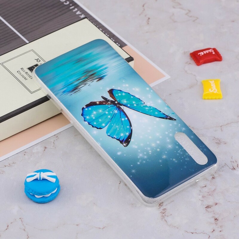 Coque Huawei P20 Papillon Bleu Fluorescente