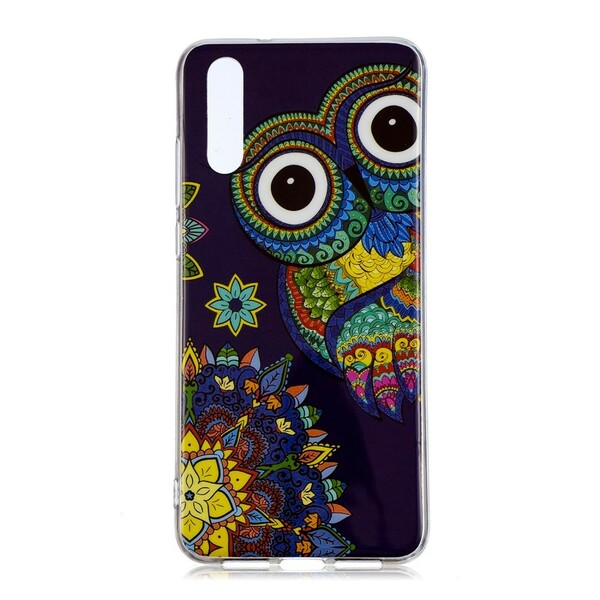 Coque Huawei P20 Hibou Mandala Fluorescente