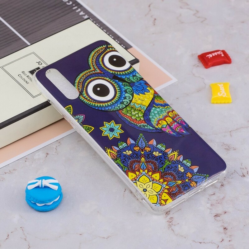 Coque Huawei P20 Hibou Mandala Fluorescente