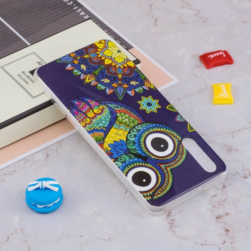 Coque Huawei P20 Hibou Mandala Fluorescente