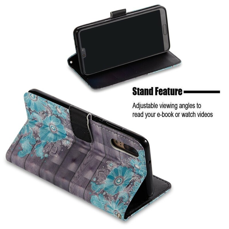 Housse Huawei P20 Fleurs Bleues 3D Housse Huawei P20 Fleurs Bleues 3D