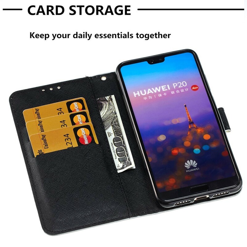 Housse Huawei P20 Fleurs Bleues 3D Housse Huawei P20 Fleurs Bleues 3D