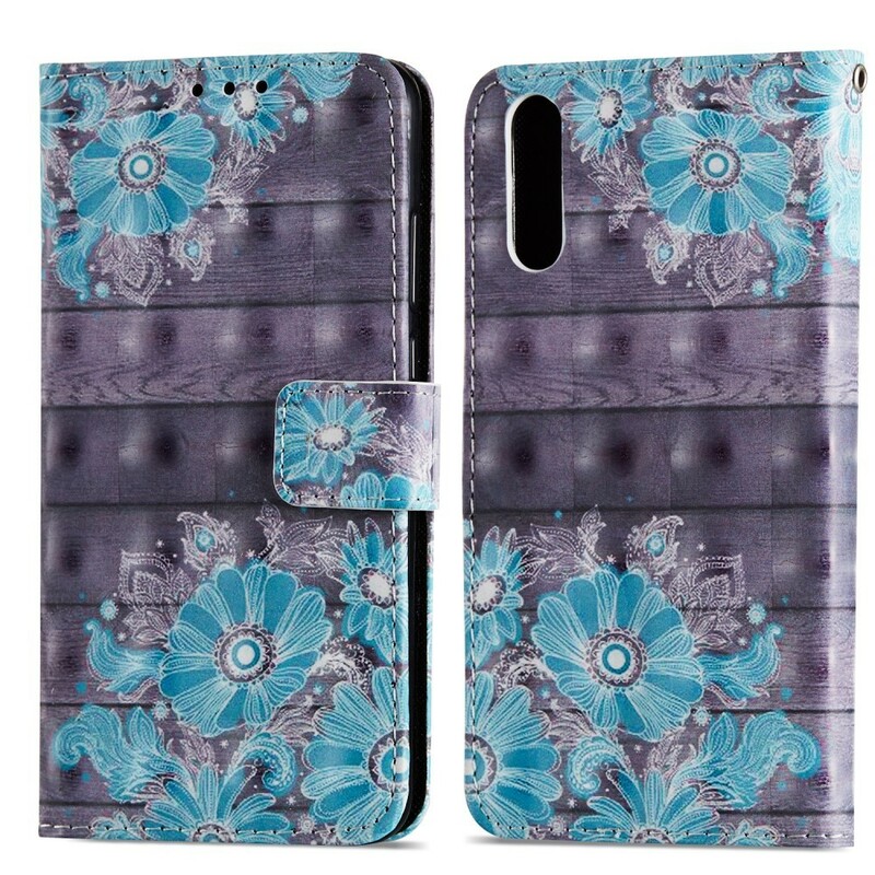 Housse Huawei P20 Fleurs Bleues 3D Housse Huawei P20 Fleurs Bleues 3D