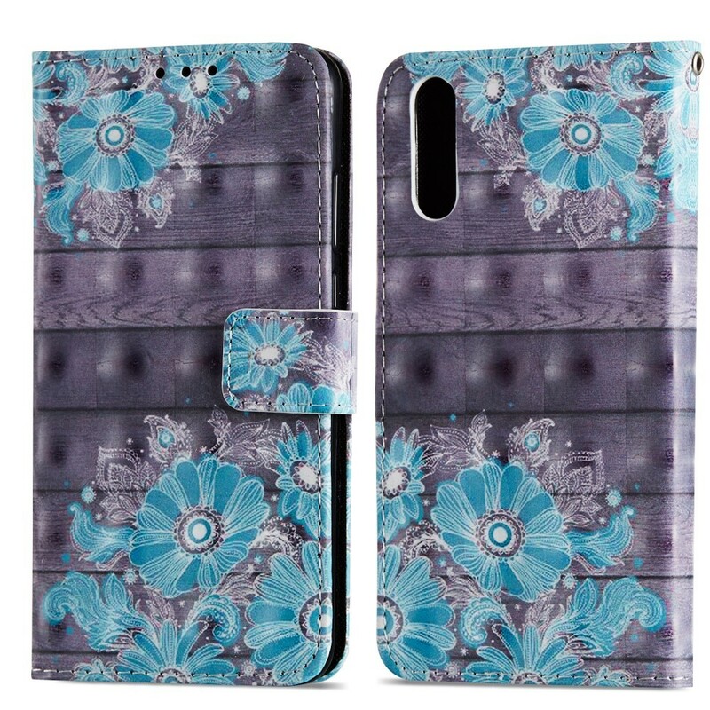 Housse Huawei P20 Fleurs Bleues 3D