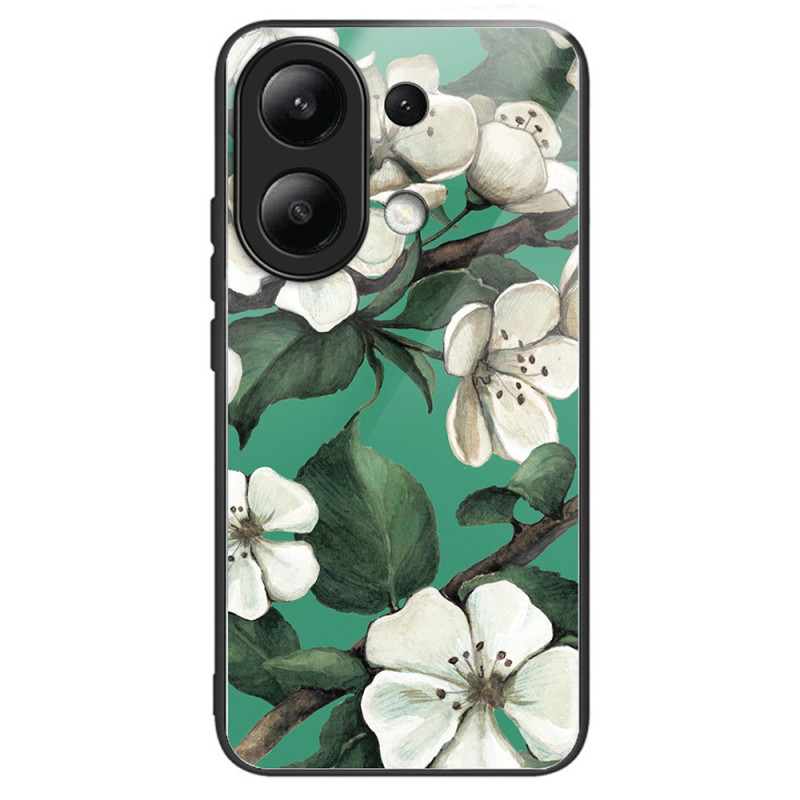 Coque Xiaomi Redmi Note 13 4G Verre Trempé Fleurs Blanches