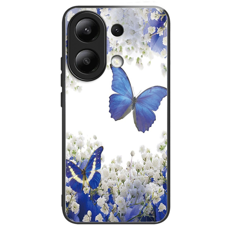 Coque Xiaomi Redmi Note 13 4G Verre Trempé Papillons Bleus