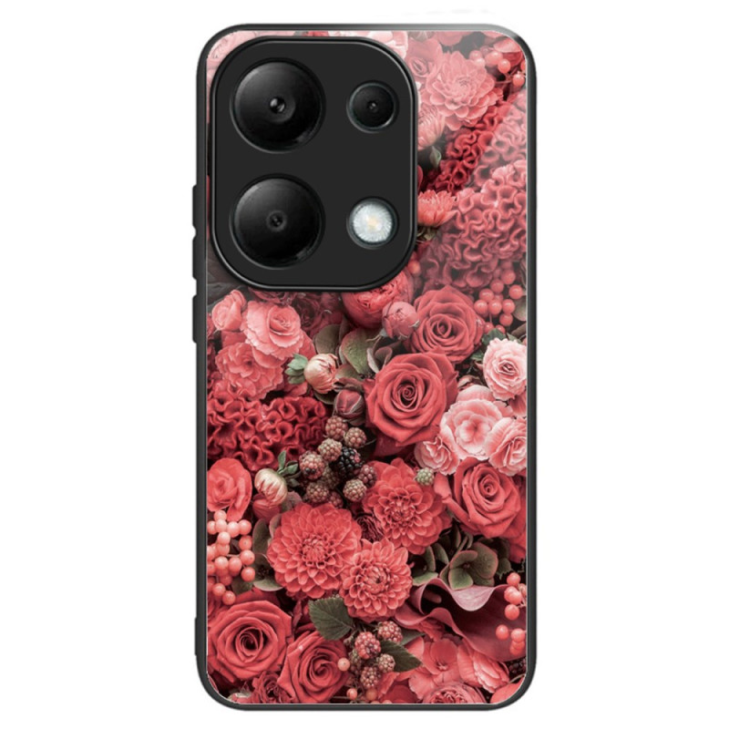 Coque Xiaomi Redmi Note 13 Pro 4G / Poco M6 Pro 4G Verre Trempé Fleurs Rouges et Roses