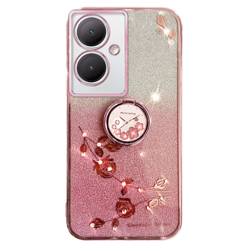 Coque Oppo A79 5G Support Fleurs et Strass