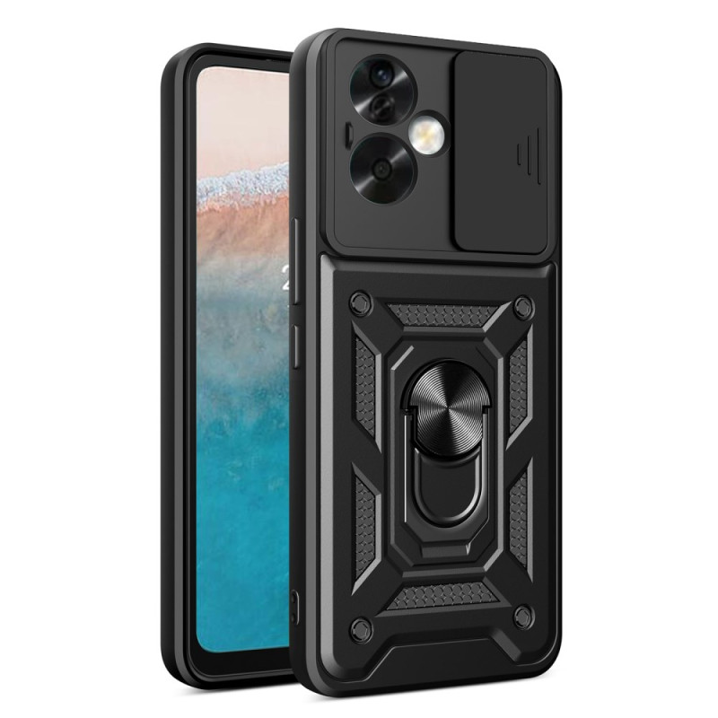 Coque Oppo A79 5G Anneau-Support et Fenêtre Objectif Coulissante