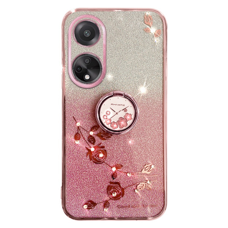 Coque Oppo A58 Fleurs et Strass Support KADEM