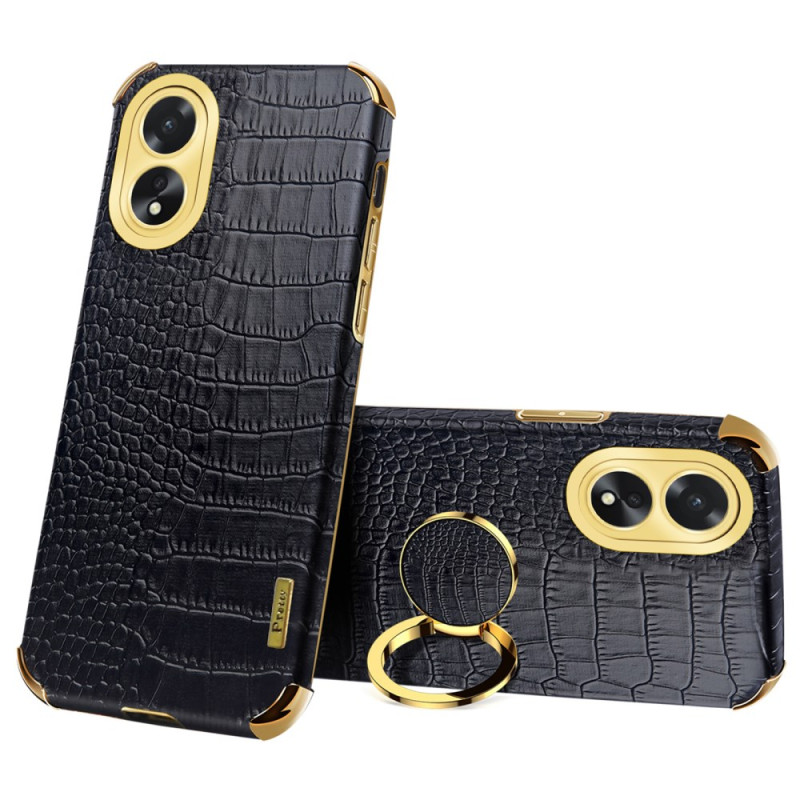 Coque Oppo A38 4G Support-Anneau et Texture Crocodile