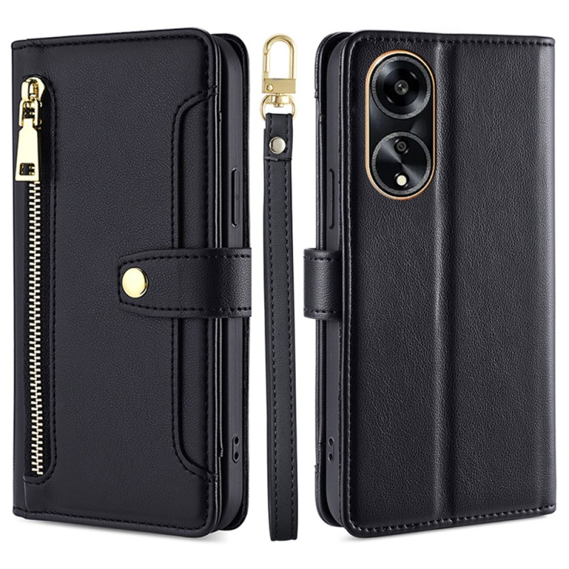 Housse Oppo A98 5G Portefeuille avec Lanière et Bandoulière