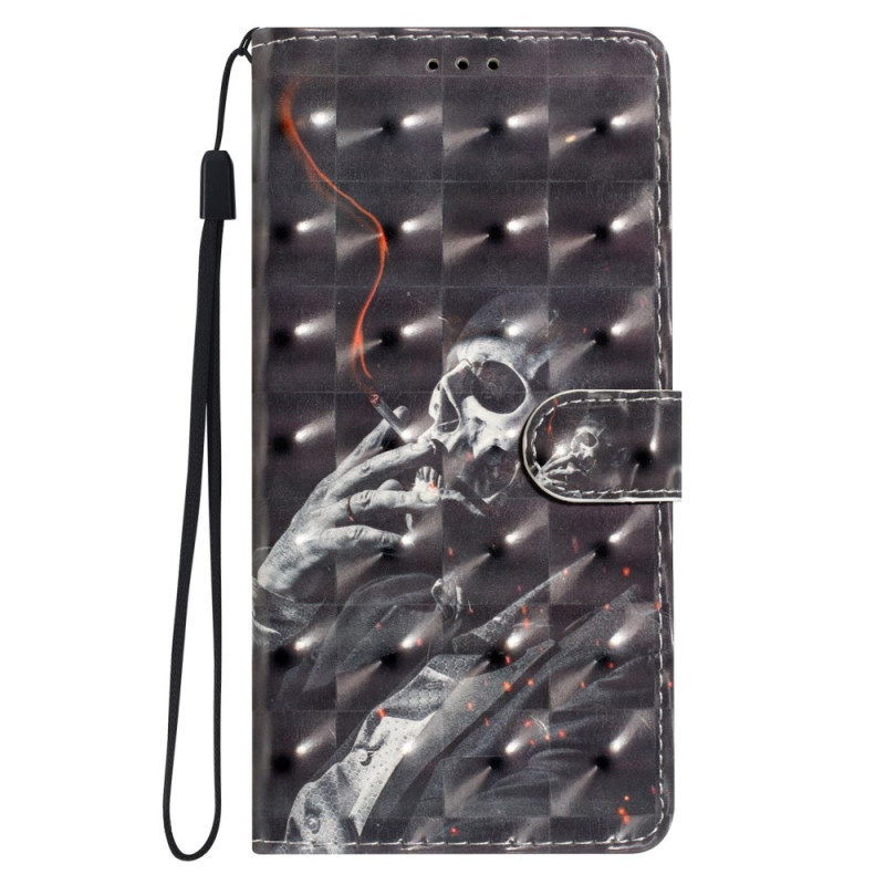 Housse Oppo A77 5G / A57 5G / 4G Squelette Fumant à Lanière