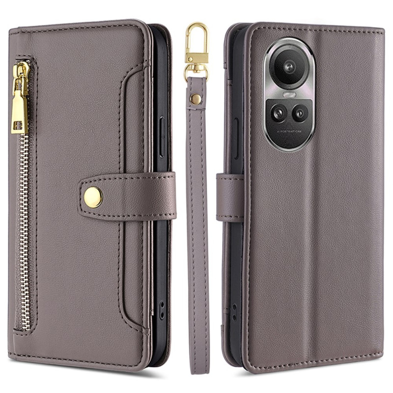 Housse Oppo Reno 10 / 10 Pro Portefeuille Lanière et Bandoulière