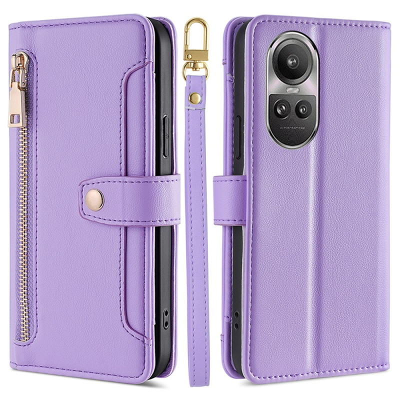 Housse Oppo Reno 10 / 10 Pro Portefeuille Lanière et Bandoulière