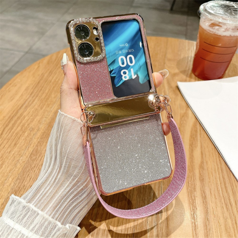 Coque Oppo Find N2 Flip Paillettes avec Sangle