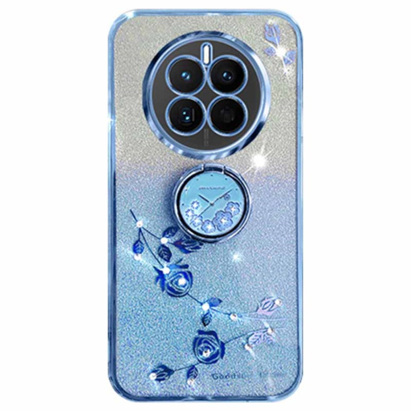 Coque Realme 12 Plus 5G Anneau-Support Fleurs et Strass KADEM