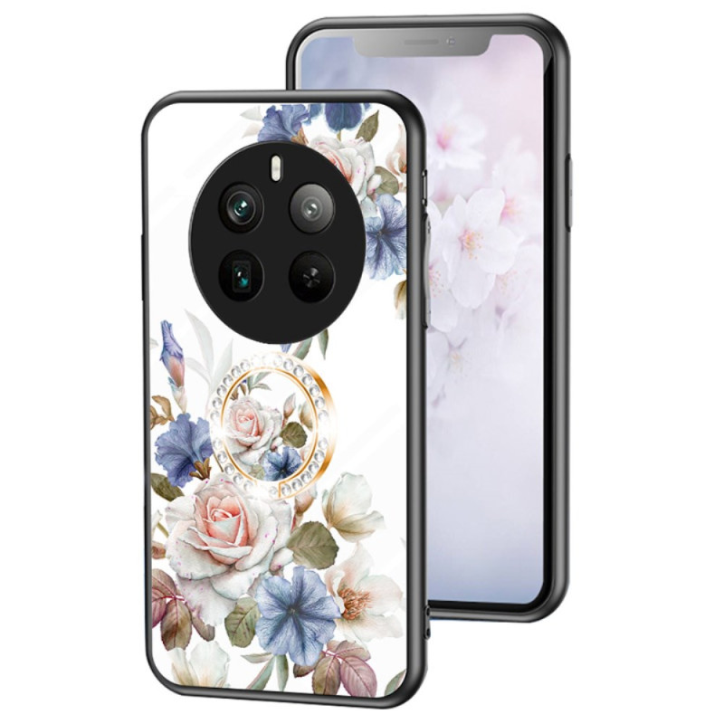 Coque Realme 12 Pro 5G / 12 Pro Plus 5G Verre Trempé Anneau-Support Florale