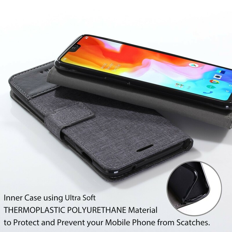 Housse OnePlus 6 Muxma Tissu et Effet Cuir