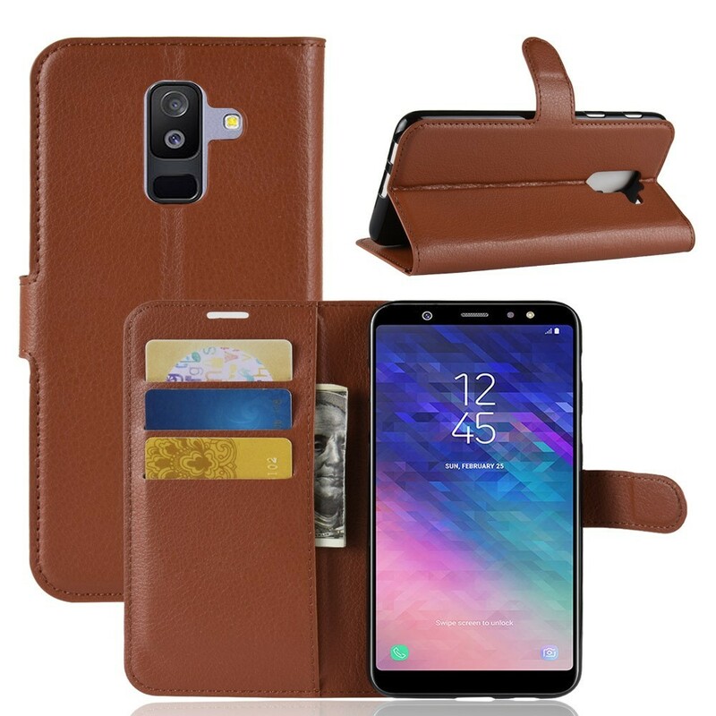 Housse Samsung Galaxy A6 Plus Simili Cuir Litchi Housse Samsung Galaxy A6 Plus Simili Cuir Litchi