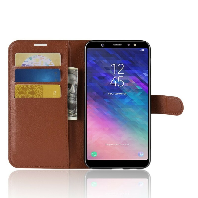 Housse Samsung Galaxy A6 Plus Simili Cuir Litchi Housse Samsung Galaxy A6 Plus Simili Cuir Litchi