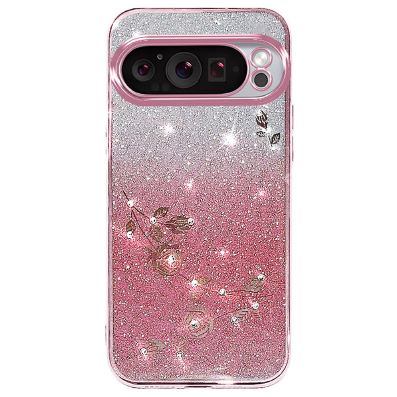 Coque Google Pixel 9 / Pixel 9 Pro Fleurs et Strass KADEM