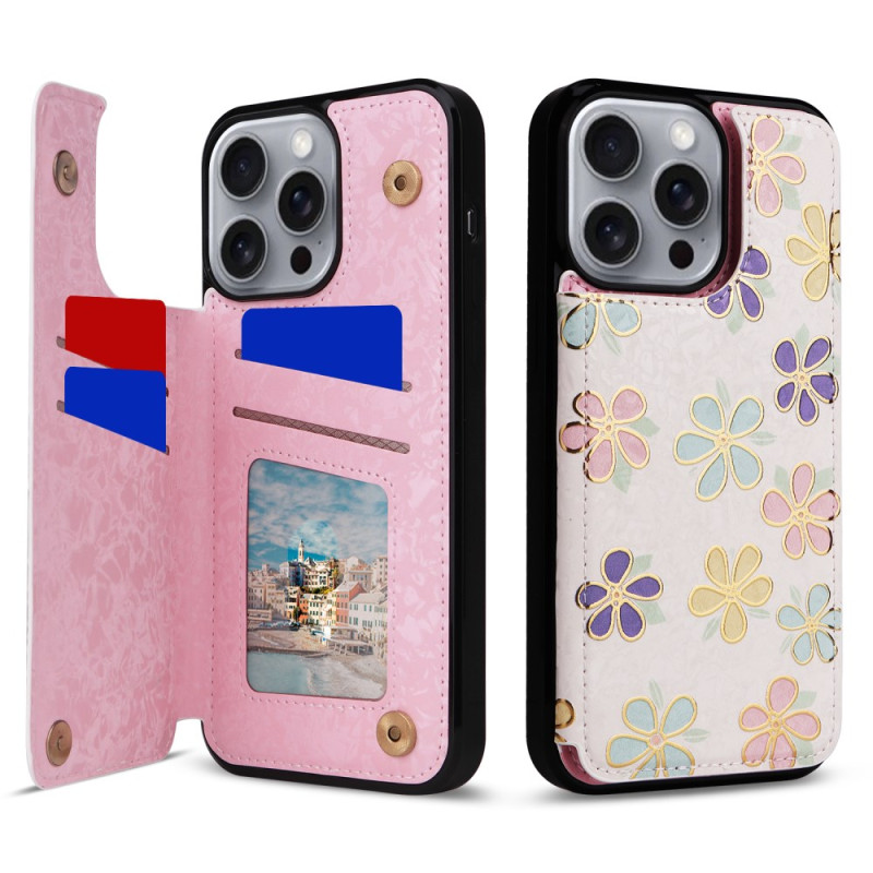 Coque iPhone 16 Pro Max Blocage RFID Porte-Cartes Floral