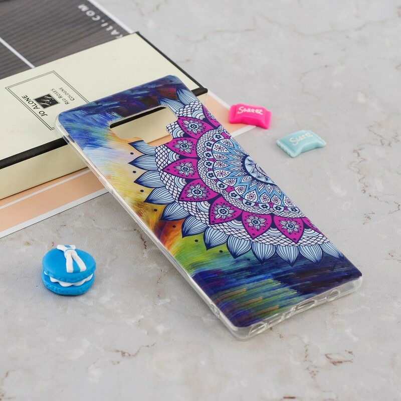 Coque Samsung Galaxy Note 9 Hibou Mandala Fluorescente