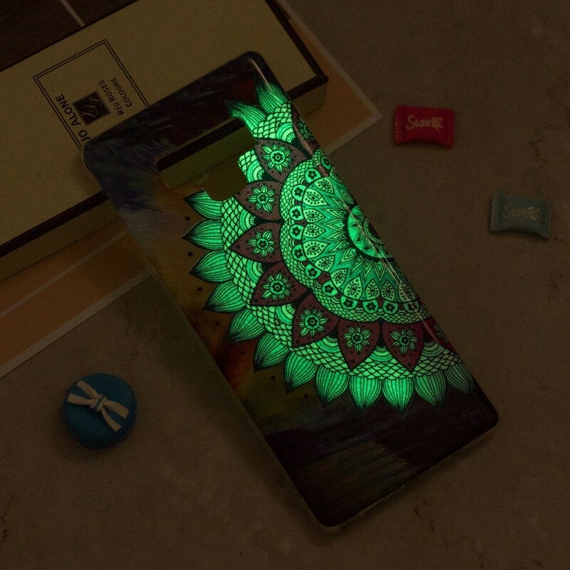 Coque Samsung Galaxy Note 9 Hibou Mandala Fluorescente