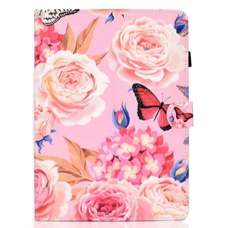 Étui iPad Air 11 (2025) (2024)/Air (2022) (2020)/ Pro 11 Fleurs Roses et Papillons