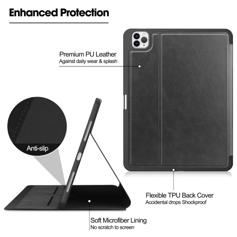 Étui IPad Air 11 (M3 2025/M2 2024/Air 5 Et 4) - Cuir Synthétique Fin, Veille Automatique, Support Réglable - Protection Anti-chocs