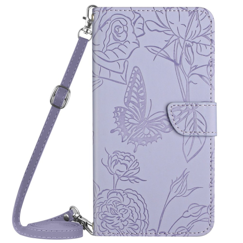 Housse Oppo Reno 12F 5G Impression Papillons à Bandoulière