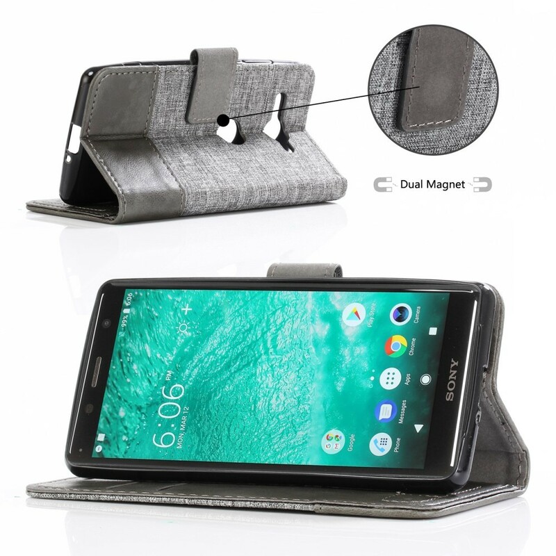 Housse Sony Xperia XZ2 Compact Muxma Tissu et Effet Cuir Housse Sony Xperia XZ2 Compact Muxma Tissu et Effet Cuir