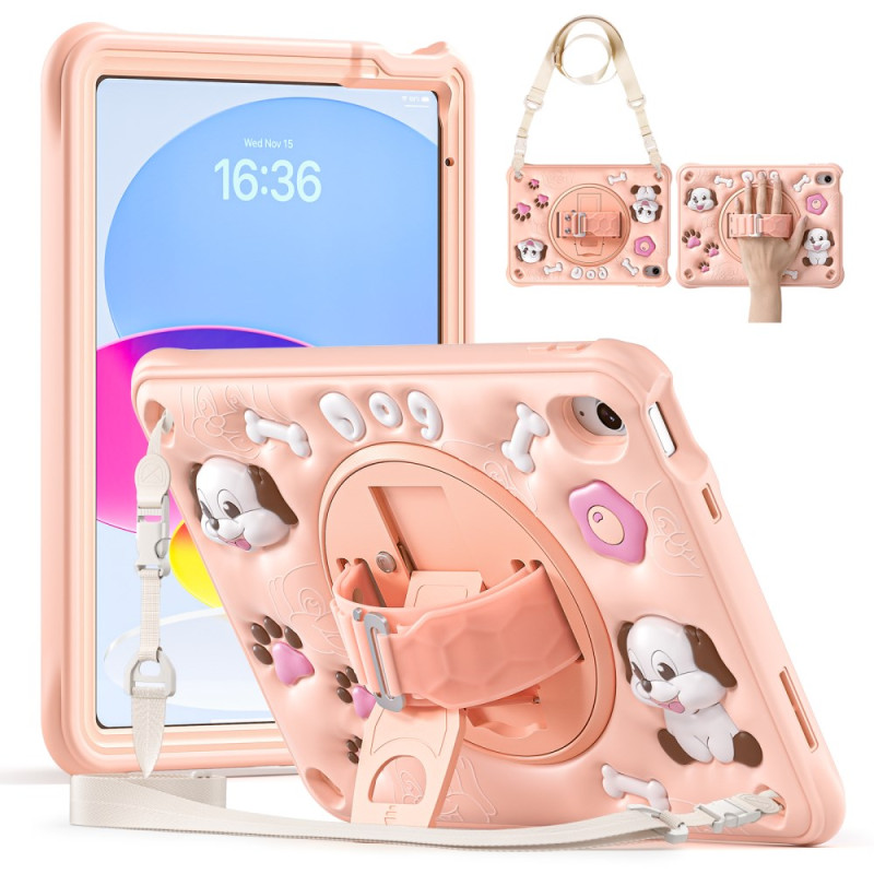 Coque iPad (2025) / 10.9 (2022) Kids Chien Bandoulière et Support