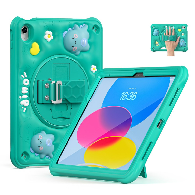 Coque iPad (2025) / 10.9 (2022) Kids Dinosaure Poignée et Support