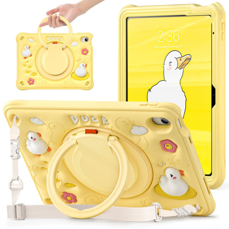 Coque iPad (2025) / 10.9 (2022) Kids Canard N+Bandoulière et Anneau-Support