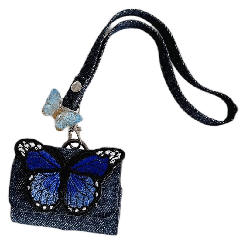 Étui AirPods 4 / 3 / Pro 2 / Po Papillon Denim et Pendentif